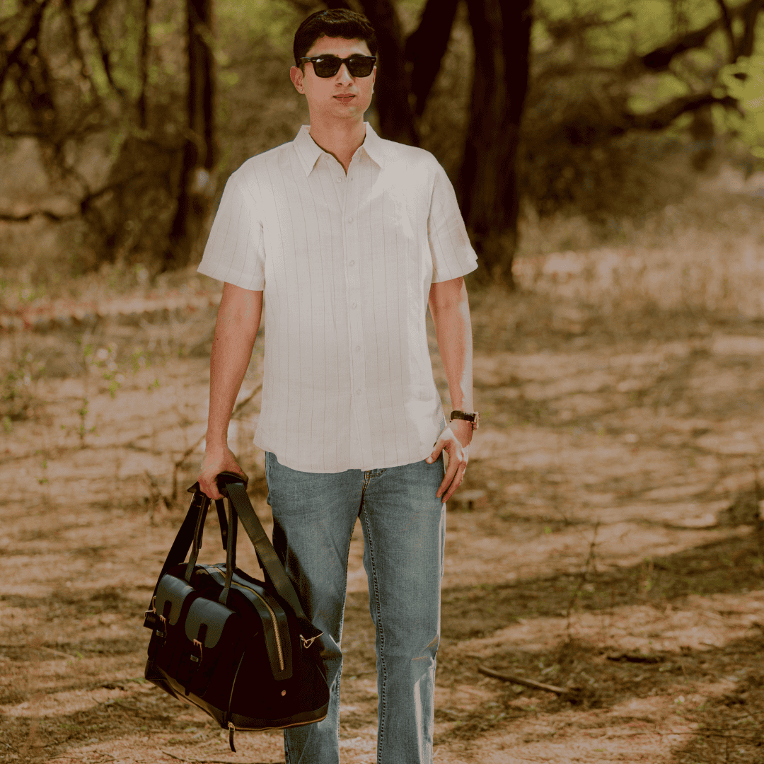 Ajax Vegan Leather Duffle Bag – Black