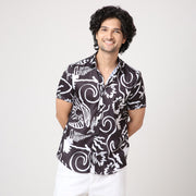 BLACK AND WHITE ABSTRACT PRINT SHIRT