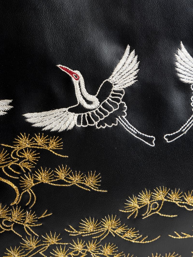 Antheia Vegan Leather Embroidered Tote – Black