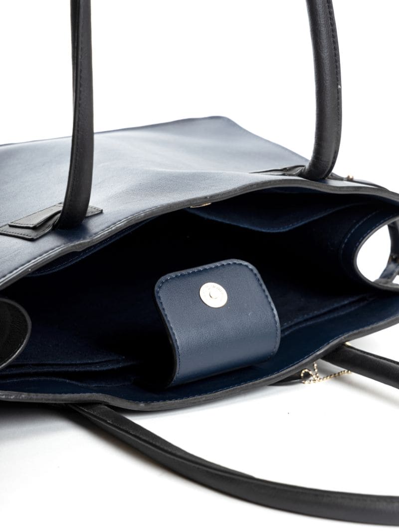 Aranyani Vegan Leather Tote Bag – Navy Blue & Black