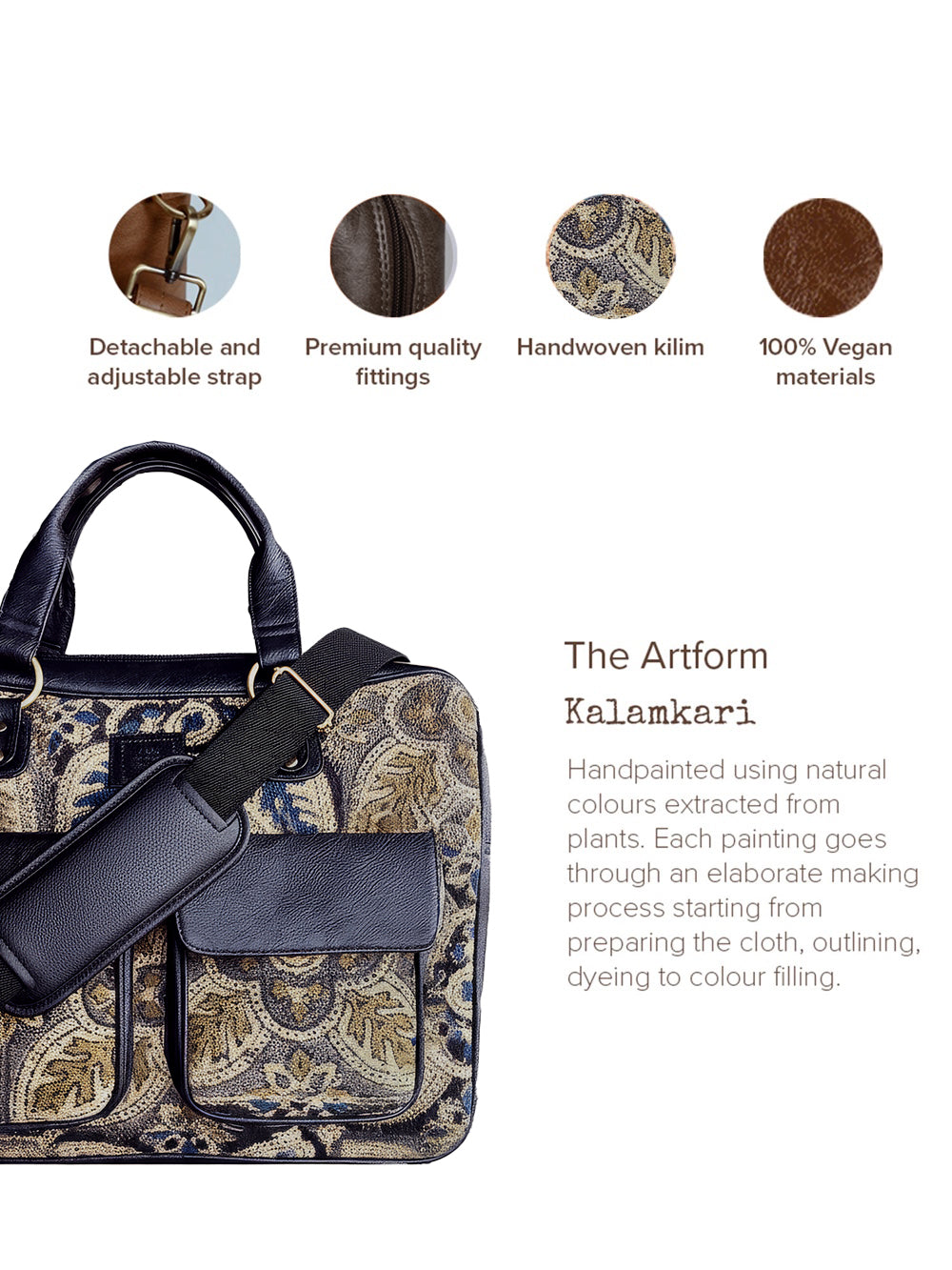 The Kalamkari Laptop Traveller - Black