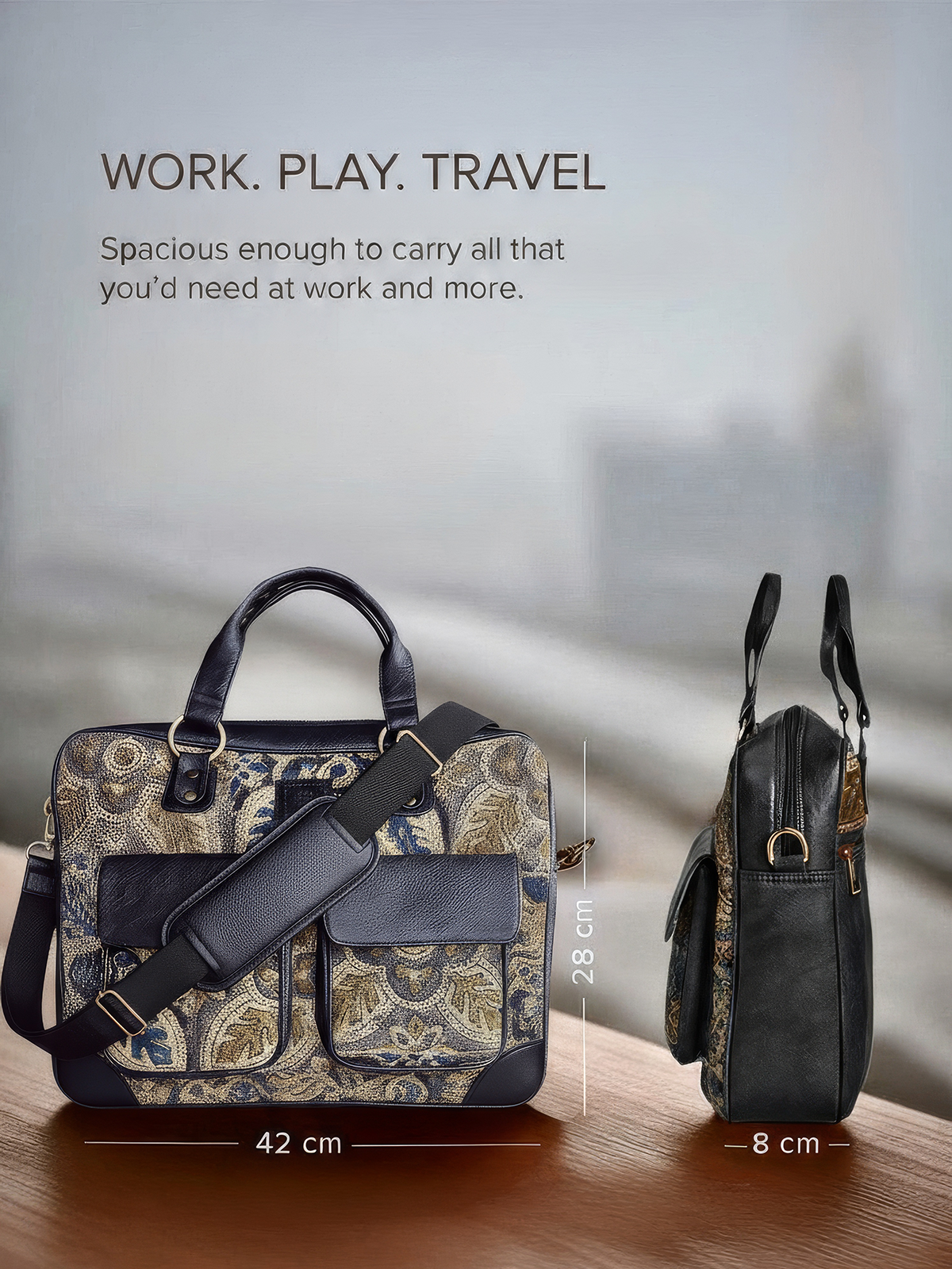 The Kalamkari Laptop Traveller - Black