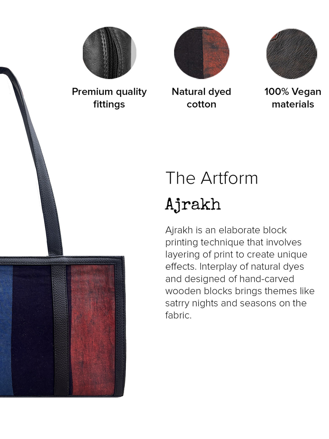 The Urban Ajrakh Tote - Mini - Black