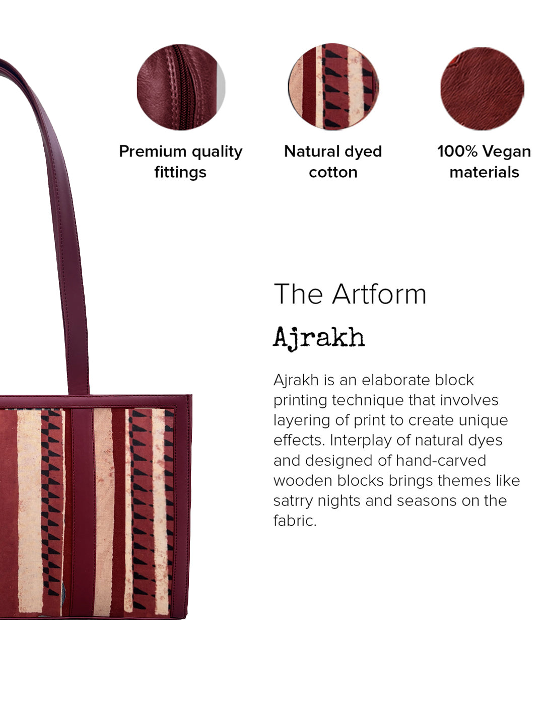 The Urban Ajrakh Tote - Mini - Maroon