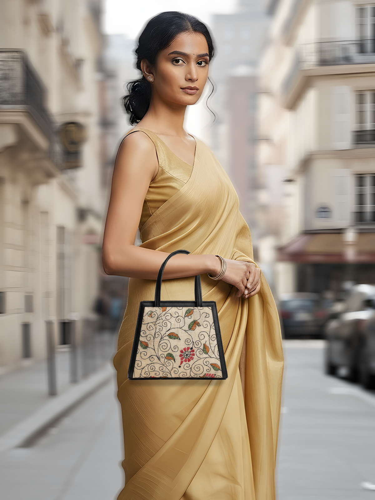 Kantha Festive Bag - Black