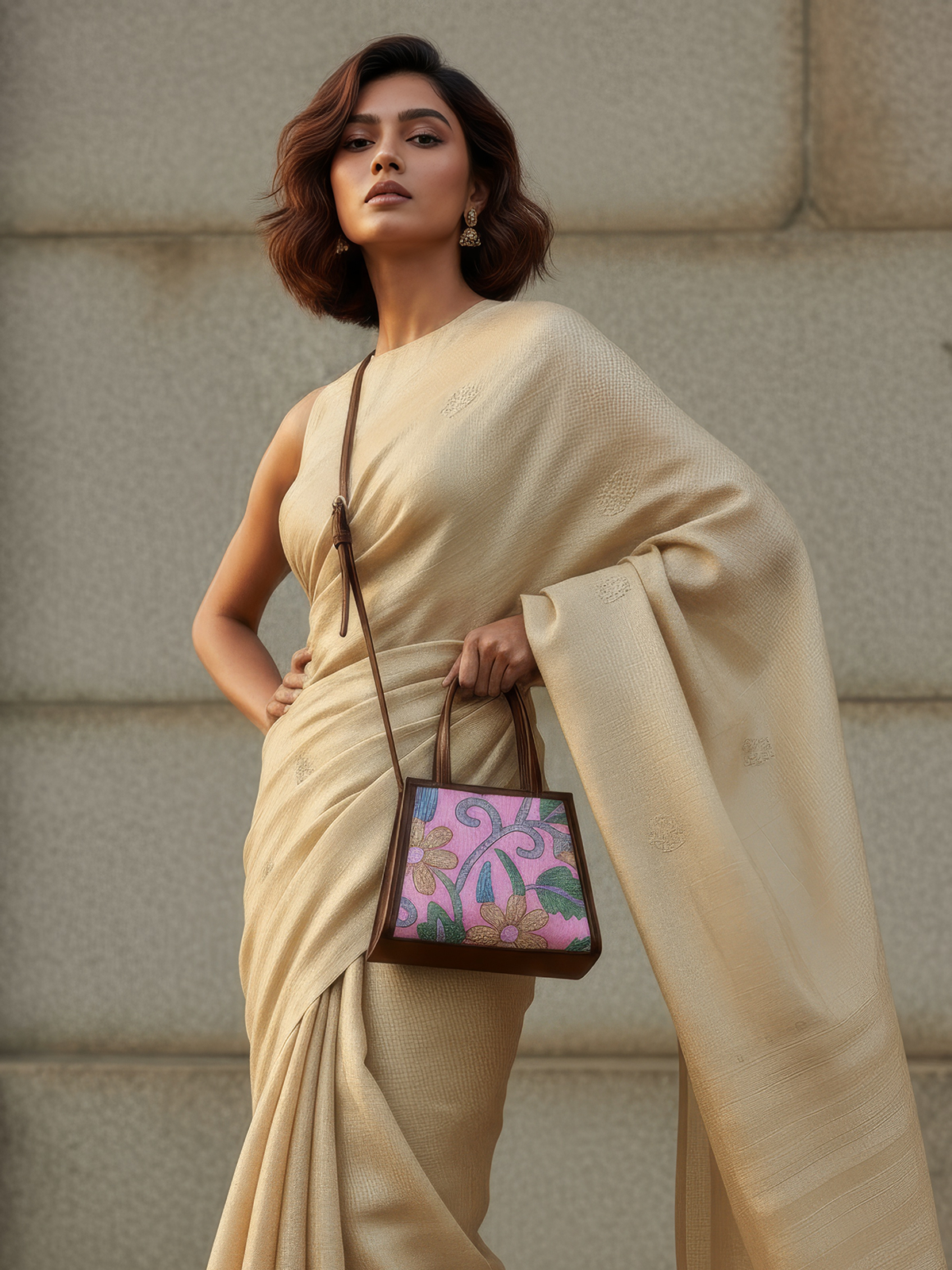 Kantha Festive Bag - Brown