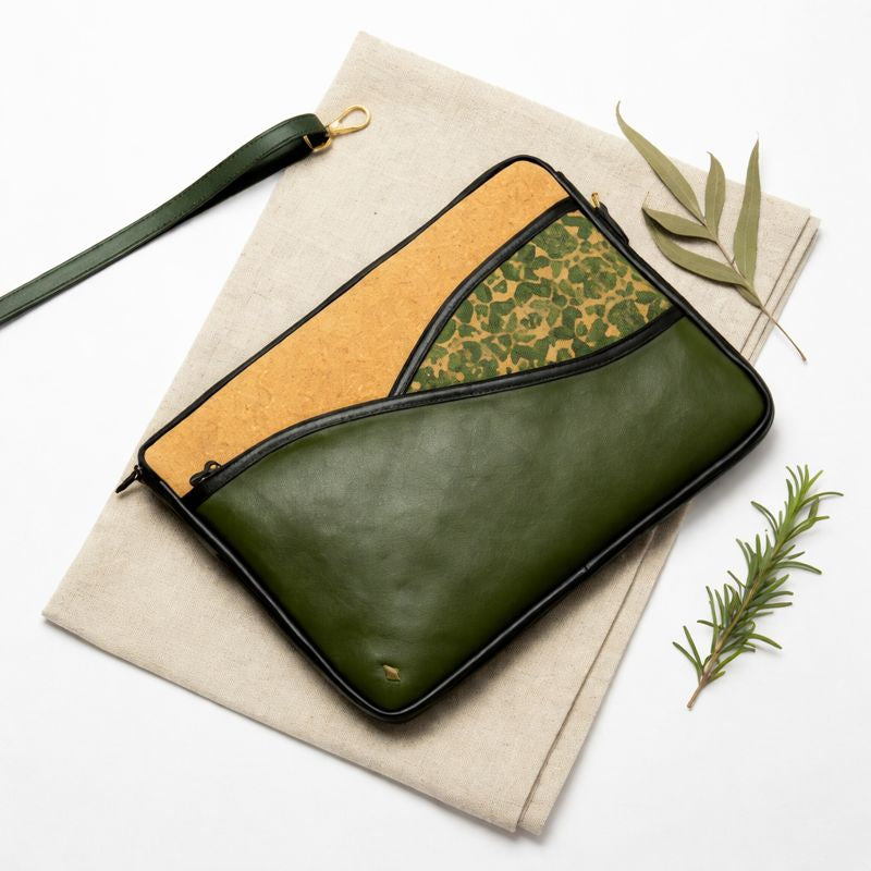 Acacia Vegan Leather Laptop Sleeve – Olive