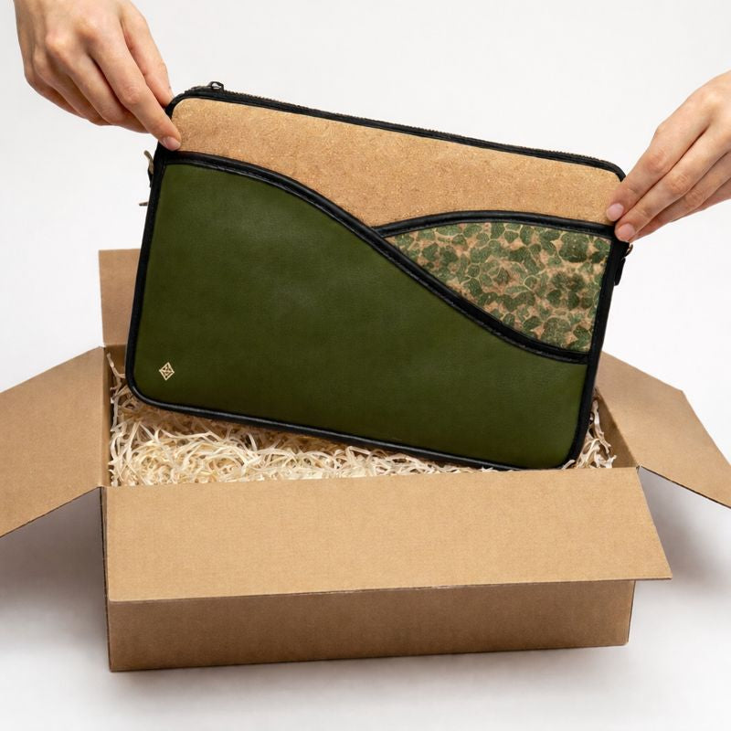 Acacia Vegan Leather Laptop Sleeve – Olive