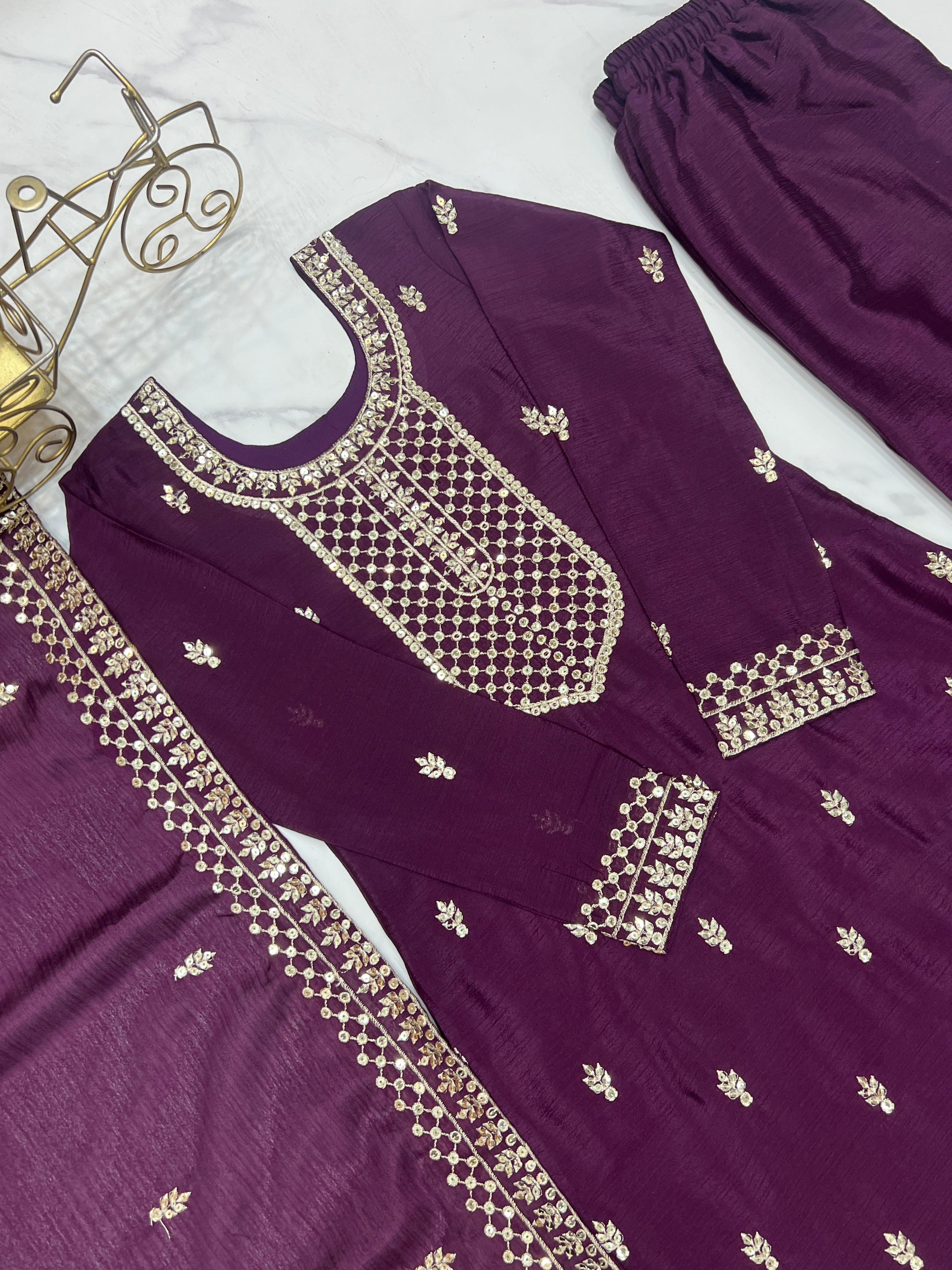 Designer Party Wear Top Pent And Dupatta With Lace Work