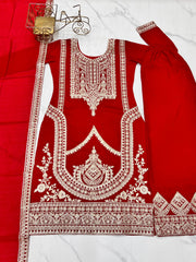 Beautiful Party Wear Top Pent And Dupatta With Embroidery Work