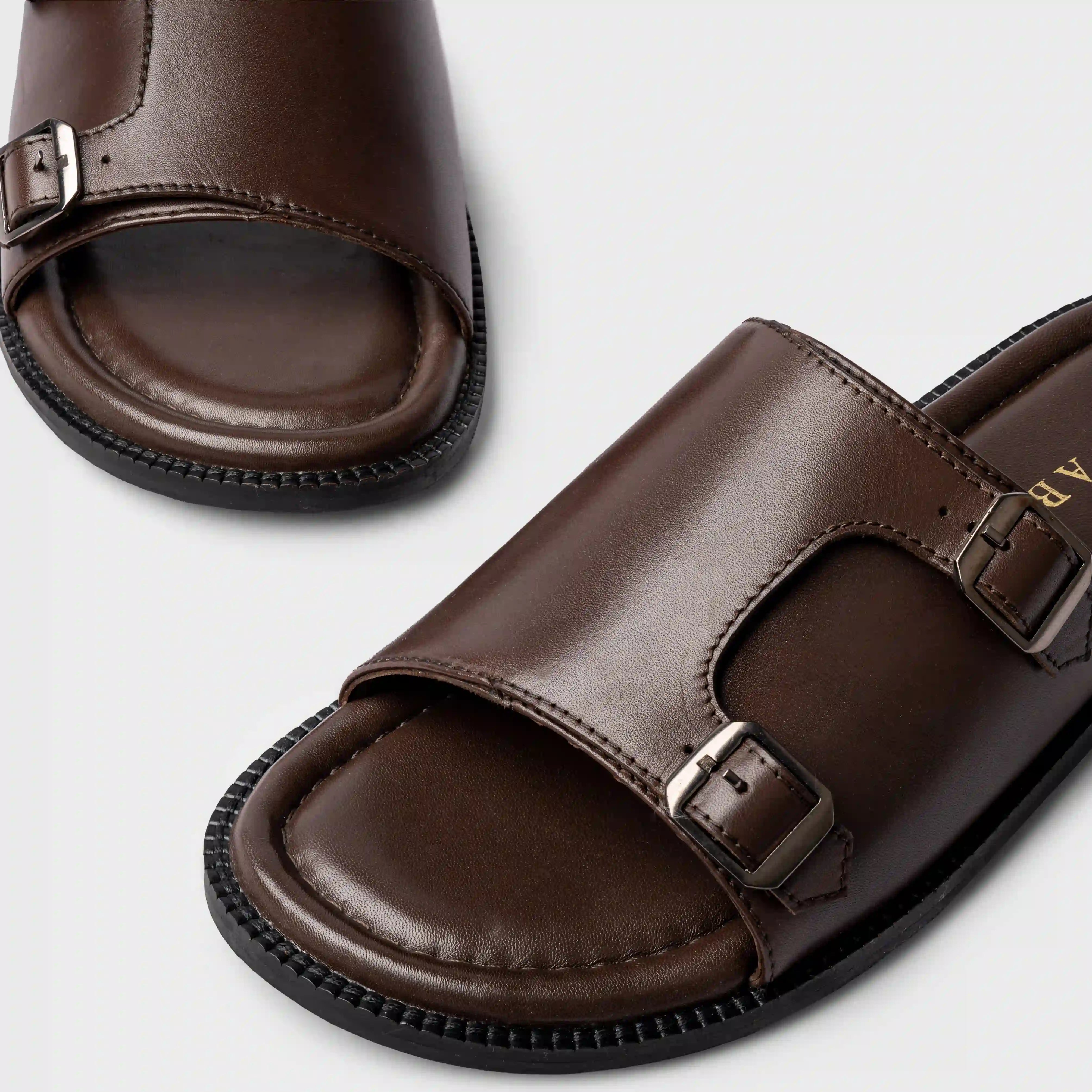 Monk Strap Slippers | Choco Brown Leather