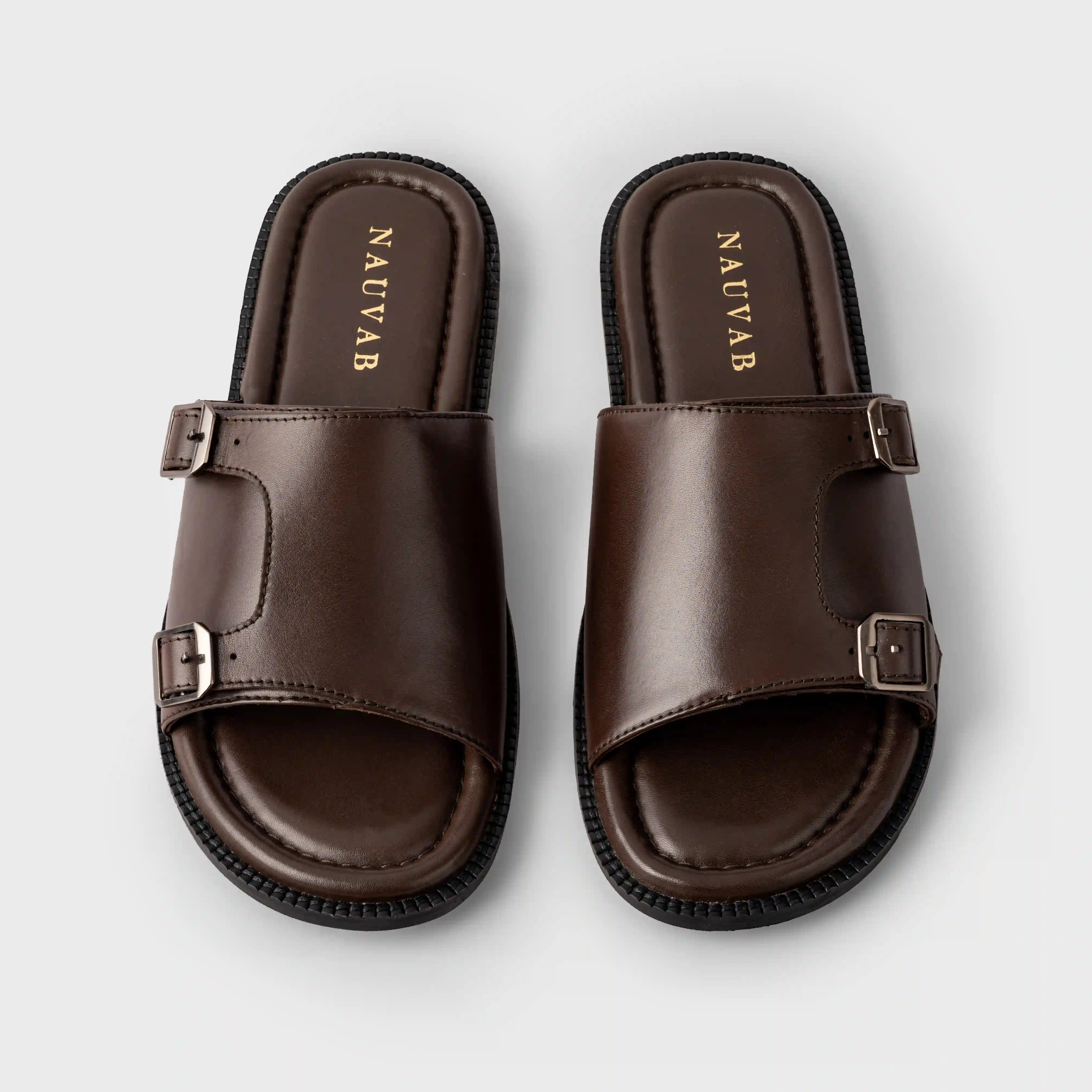 Monk Strap Slippers | Choco Brown Leather