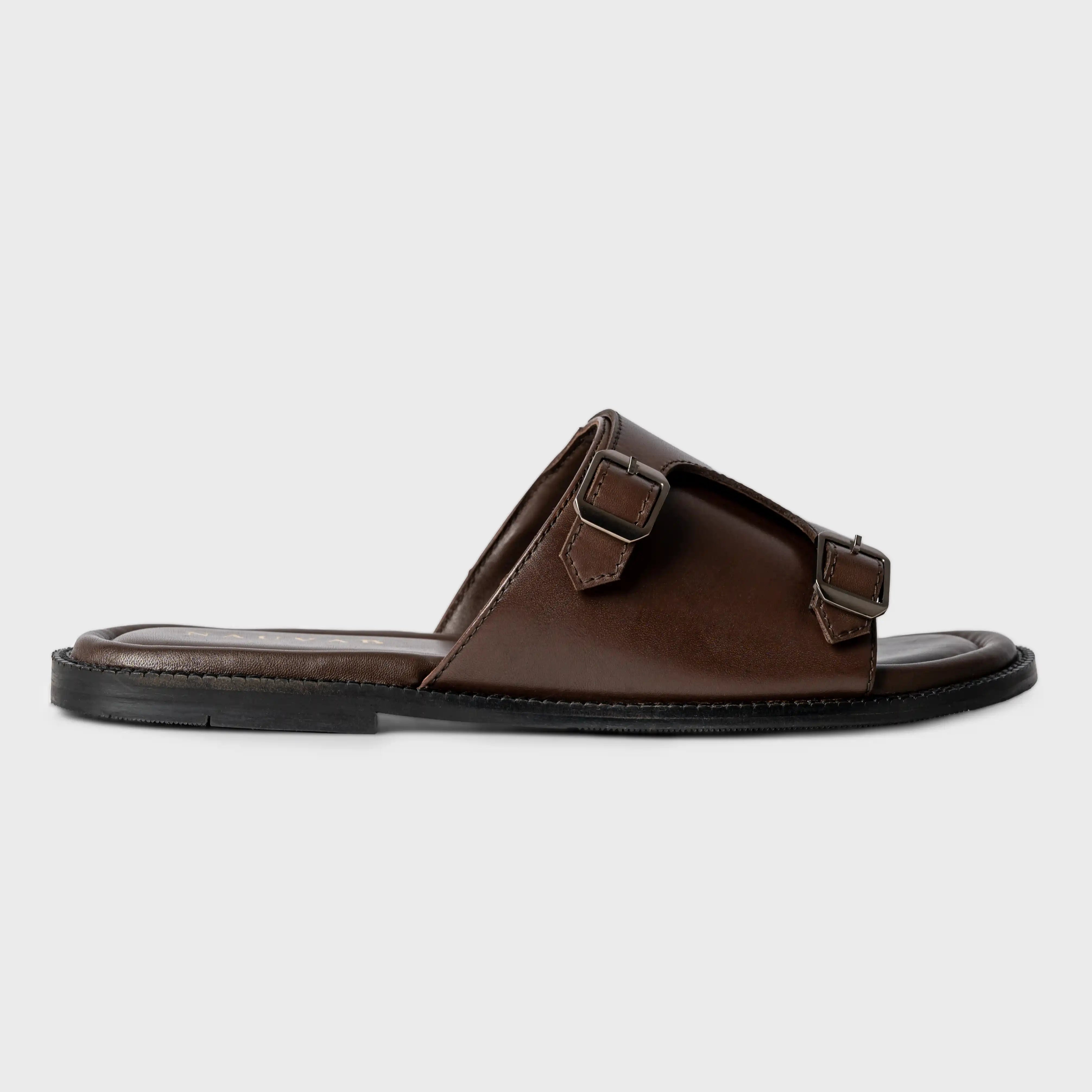 Monk Strap Slippers | Choco Brown Leather