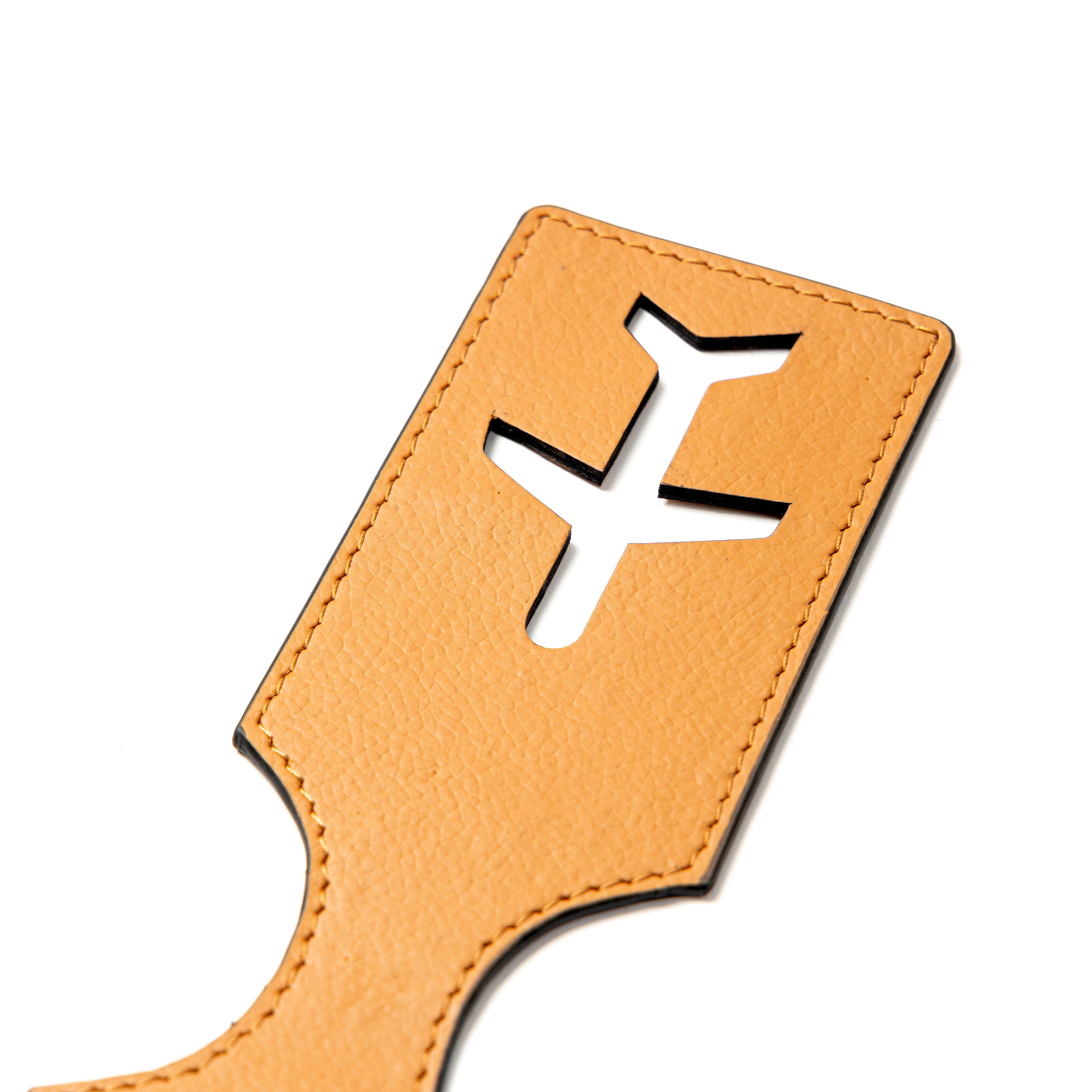 Tan Matt Plant Leather Travel Tag – Airplane Design
