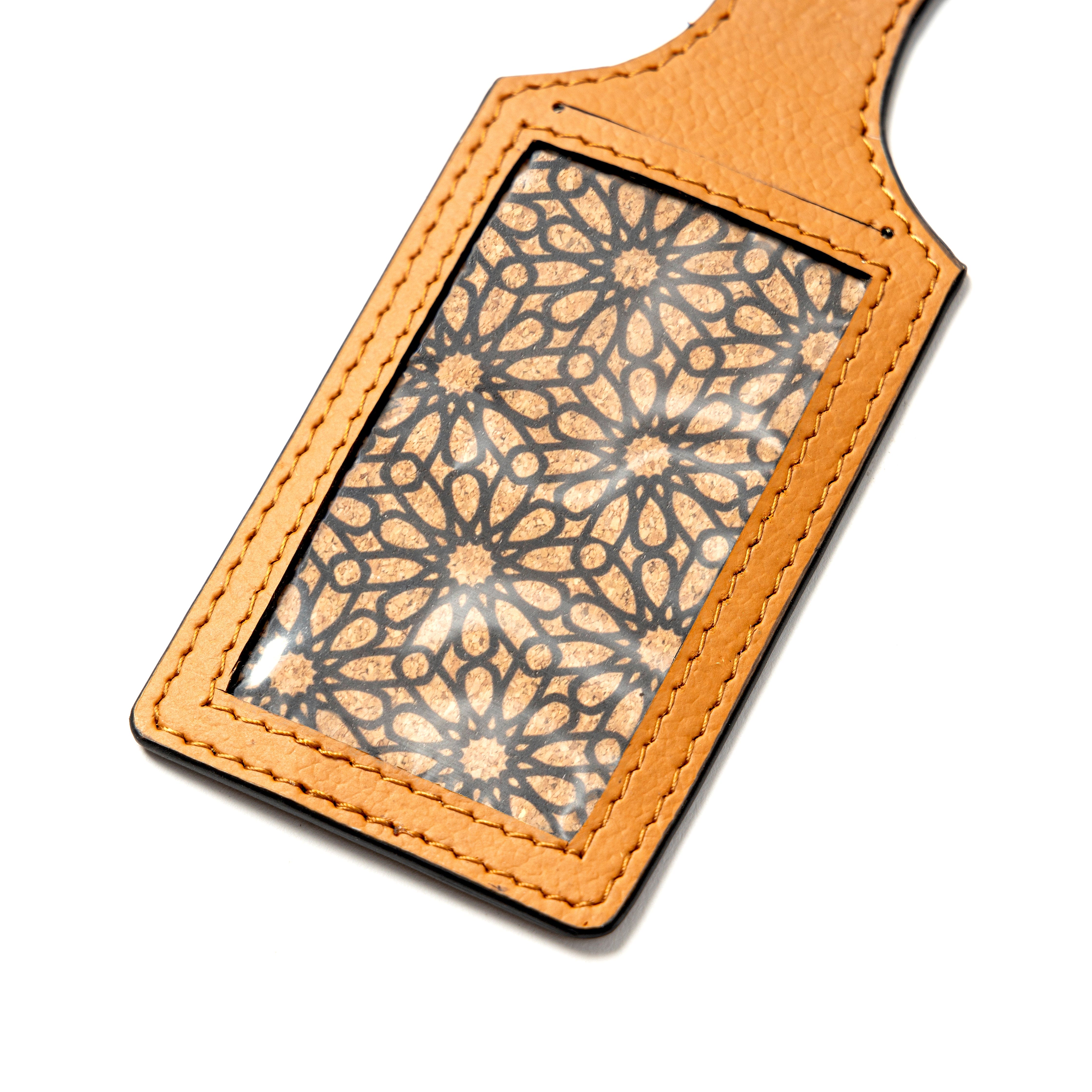Tan Matt Plant Leather Travel Tag – Airplane Design