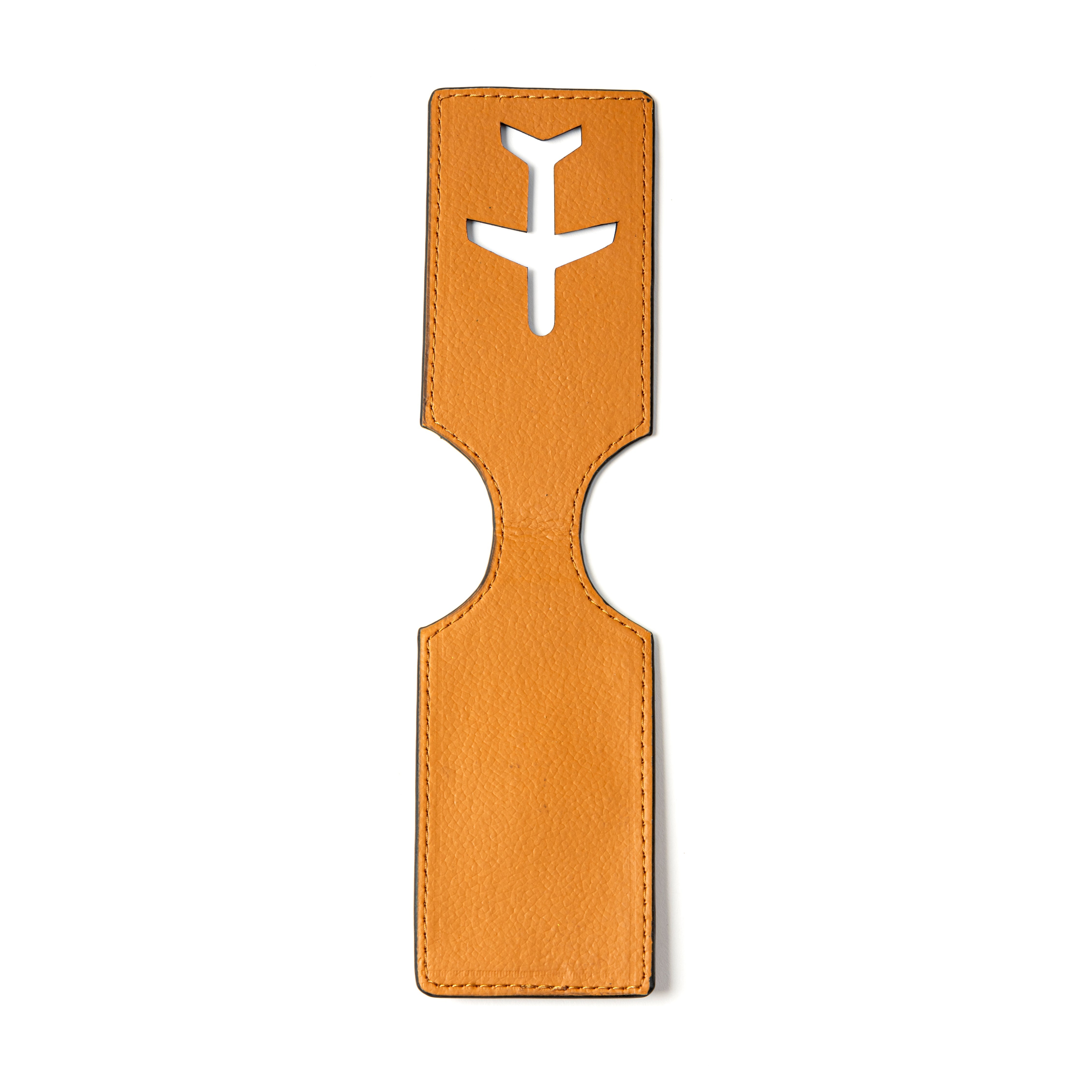 Tan Matt Plant Leather Travel Tag – Airplane Design
