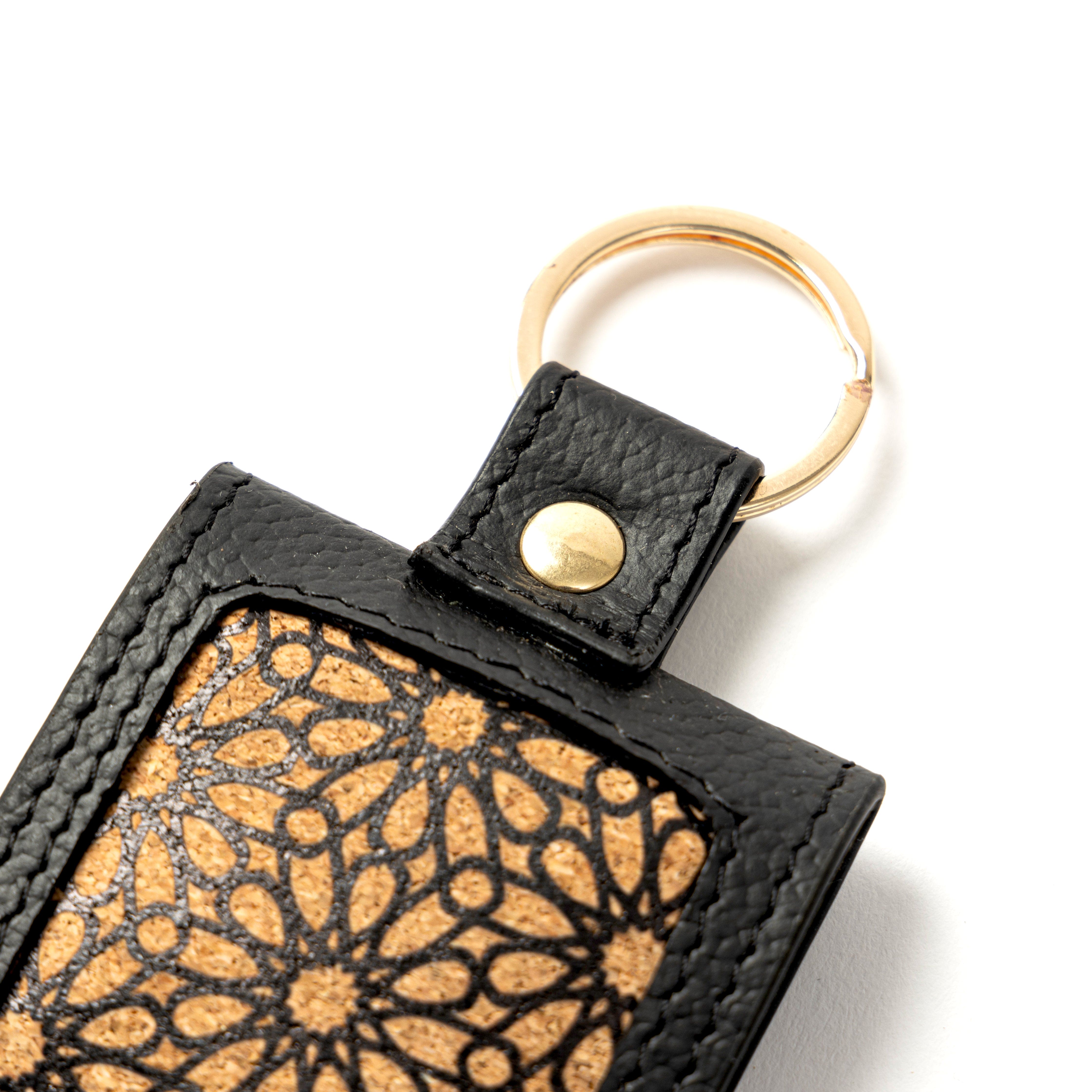 Handcrafted Vegan Leather Keychain - Black