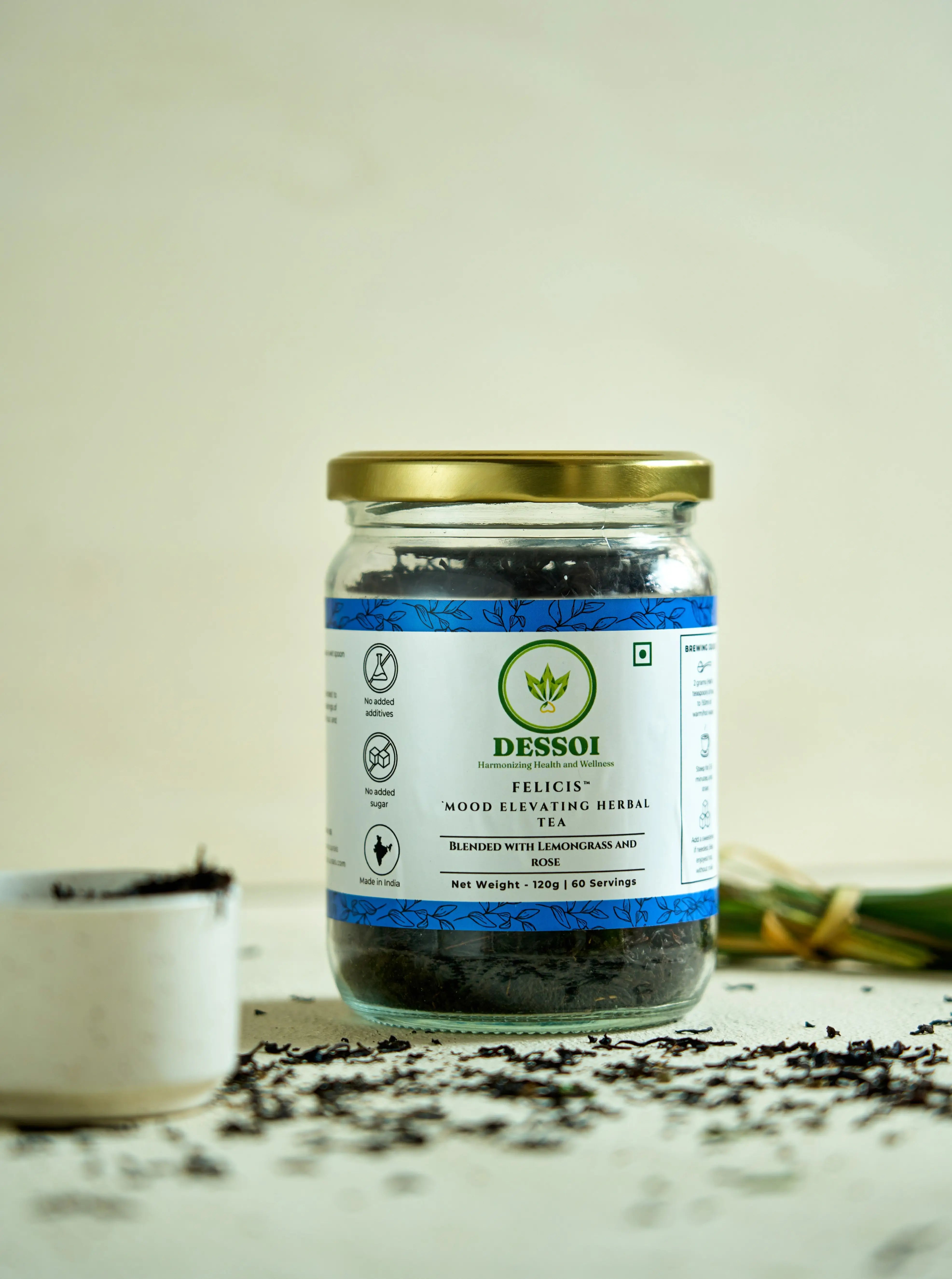 Felicis Herbal Tea for Relaxation & Stress Relief | With Lemongrass and Rose