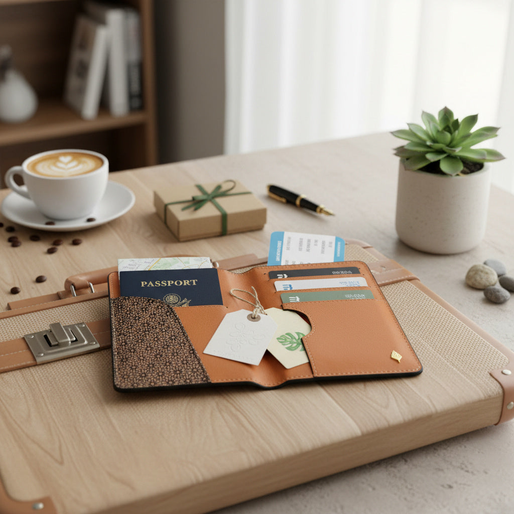 Plant Leather Passport Holder – Tan