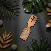 Caramel plant leather airplane luggage tag made with cork and sustainable materials