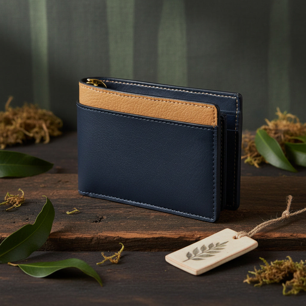 Zeus – Navy Blue & Caramel | Plant Leather Men’s Wallet