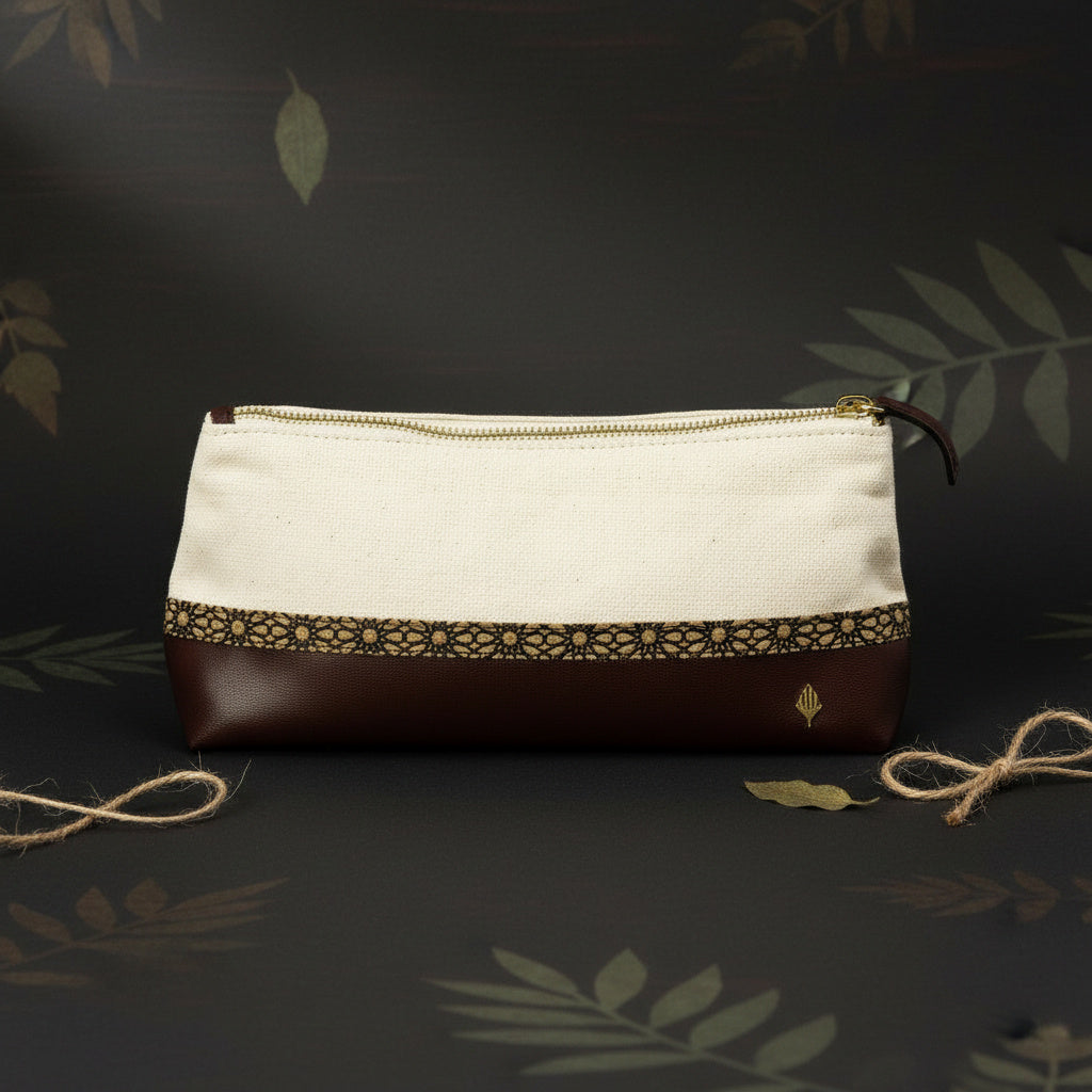 Travel Utility Kit - Off white, Cork & Maroon