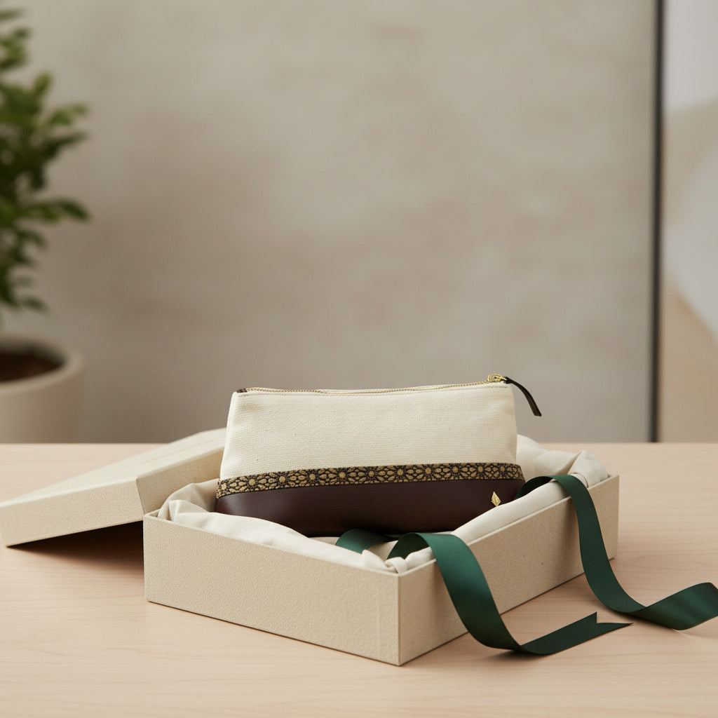 Travel Utility Kit - Off white, Cork & Maroon