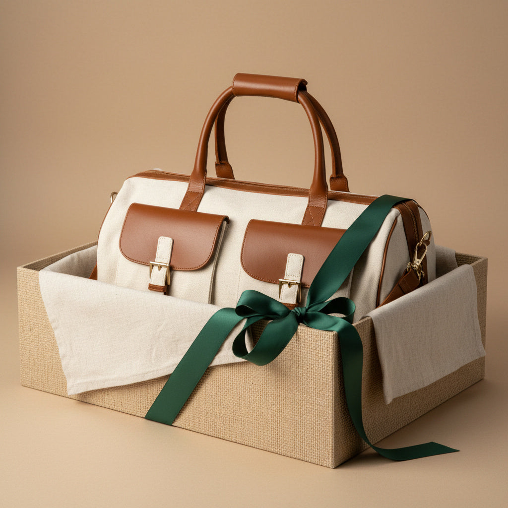 Ajax Vegan Leather Duffle Bag – Beige