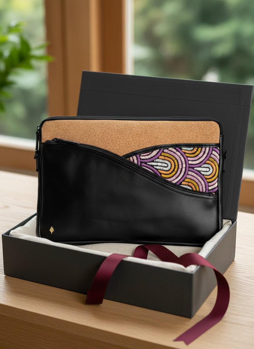 Acacia Vegan Leather Laptop Sleeve – Black