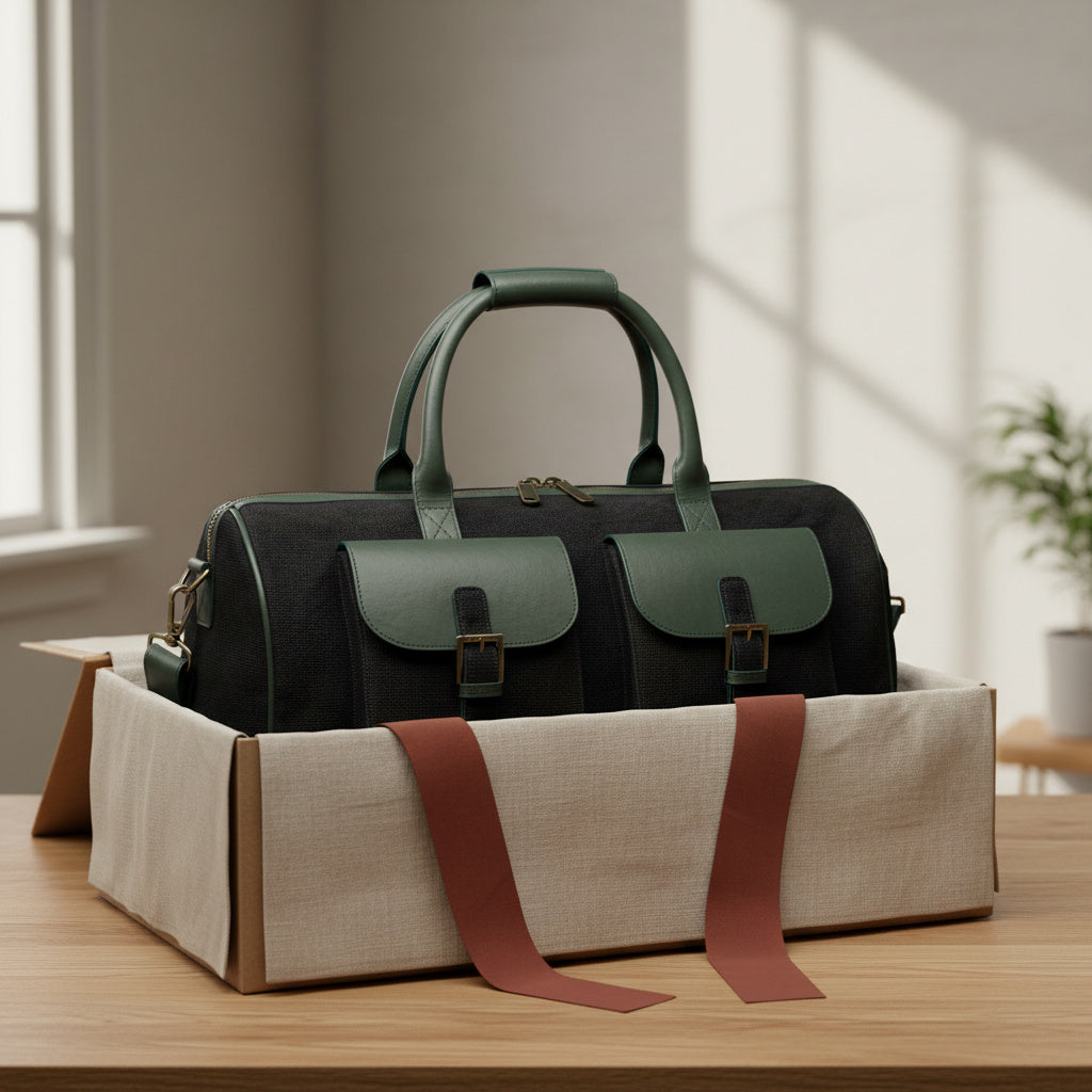 Ajax Vegan Leather Duffle Bag – Black