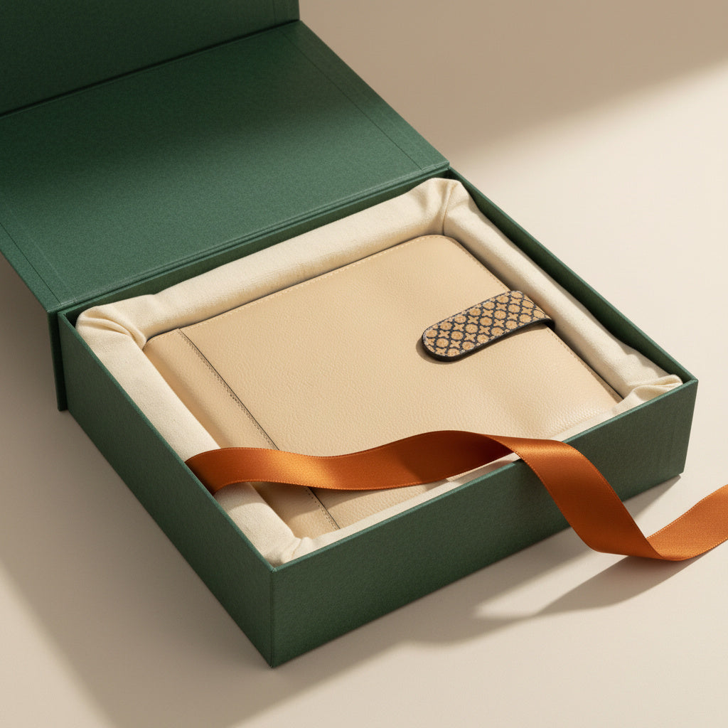 Vegan Leather Diary & Pen Set - Almond