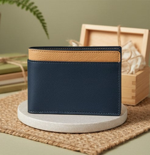 Zeus – Navy Blue & Caramel | Plant Leather Men’s Wallet