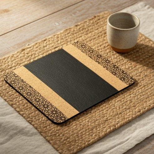 Versatile Black Plant Leather Mouse Pad