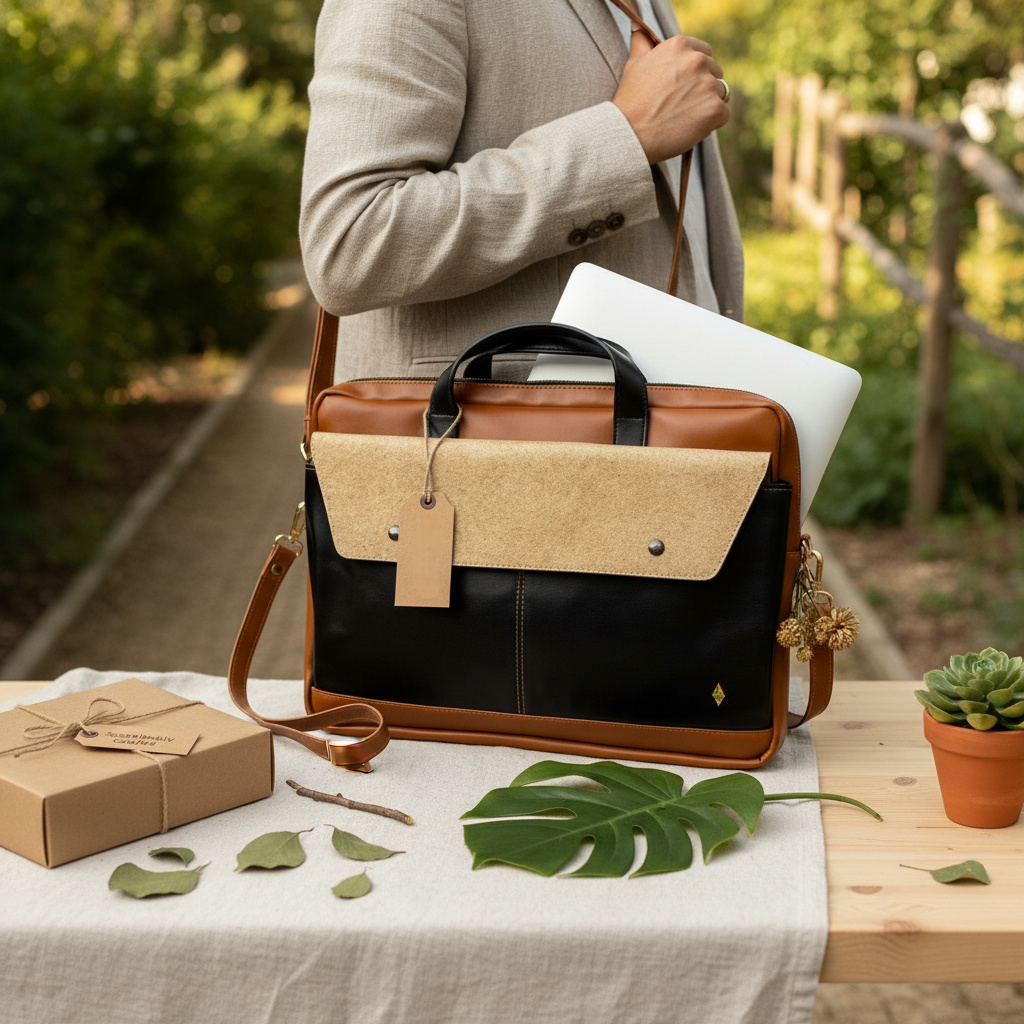 Willow Vegan Leather Laptop Sleeve – Black