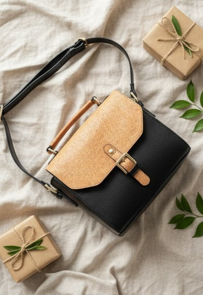 Juniper – Black Vegan Leather Sling Bag