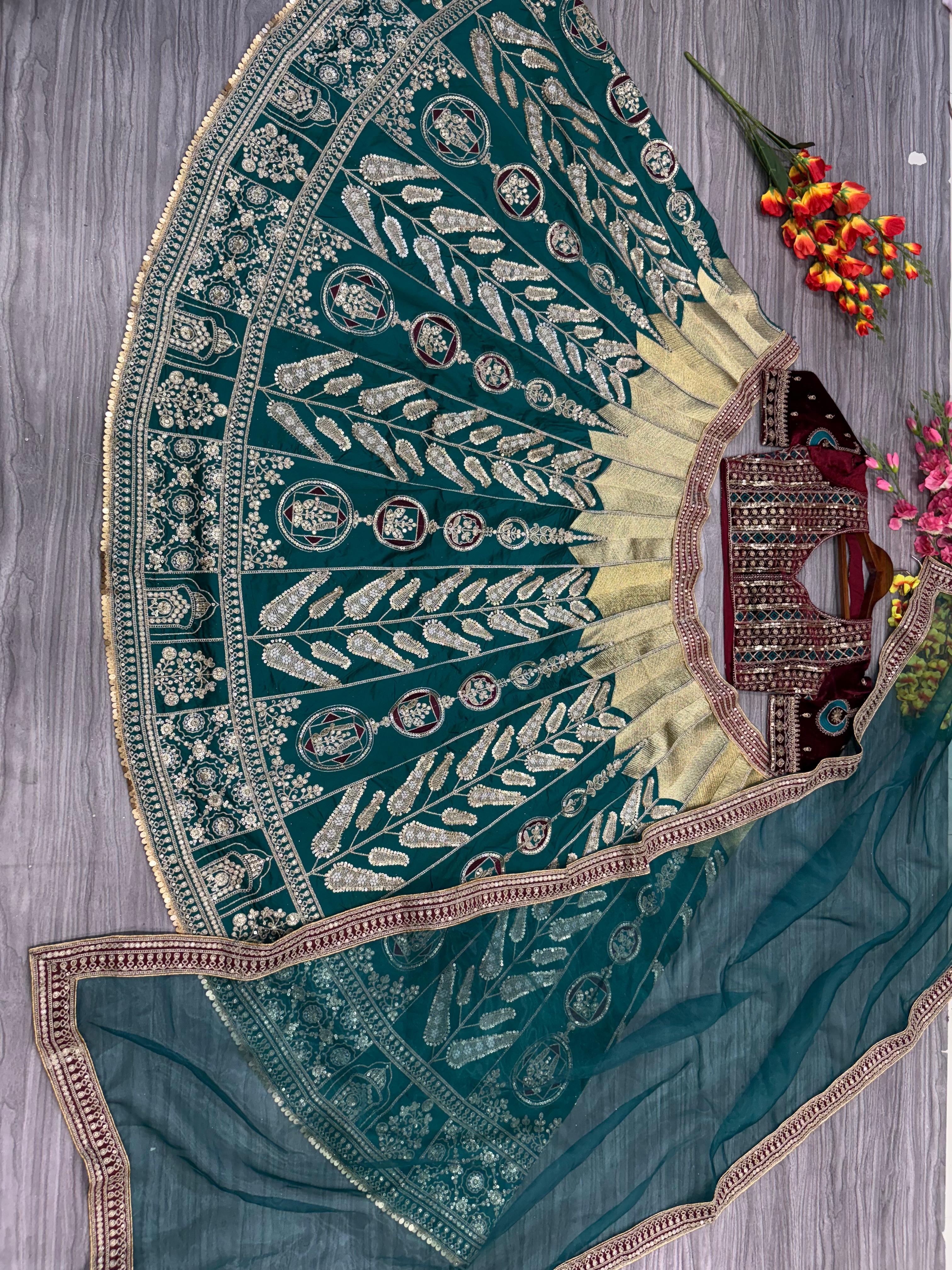 Designer Party Wear Lehenga Choli With Beautiful Thread Work