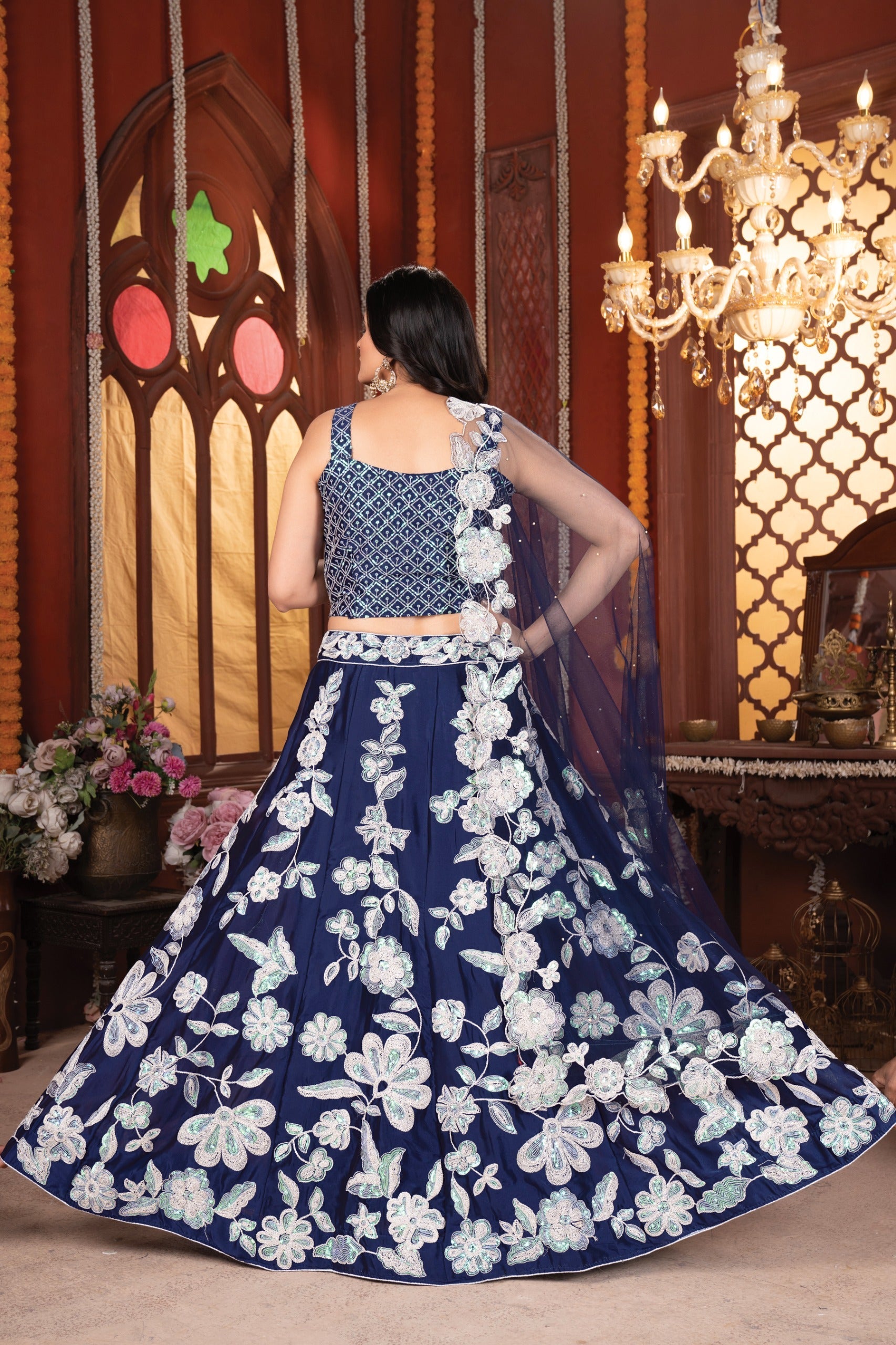 Party Wear Lehenga Choli With Heavy Thread Embroidery Work