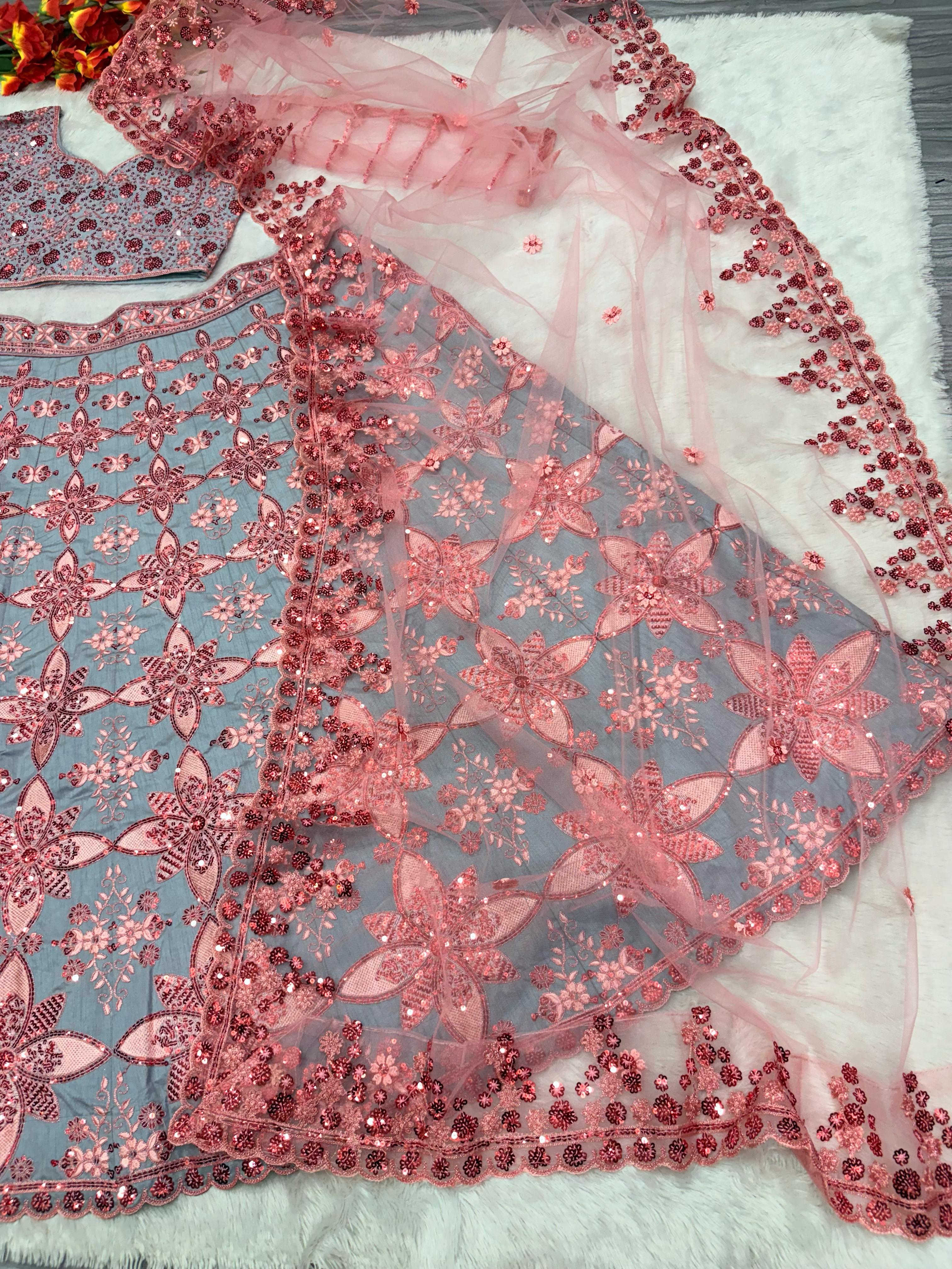 Most Beautiful Most Trending Lehenga Choli With Thread Embroidery