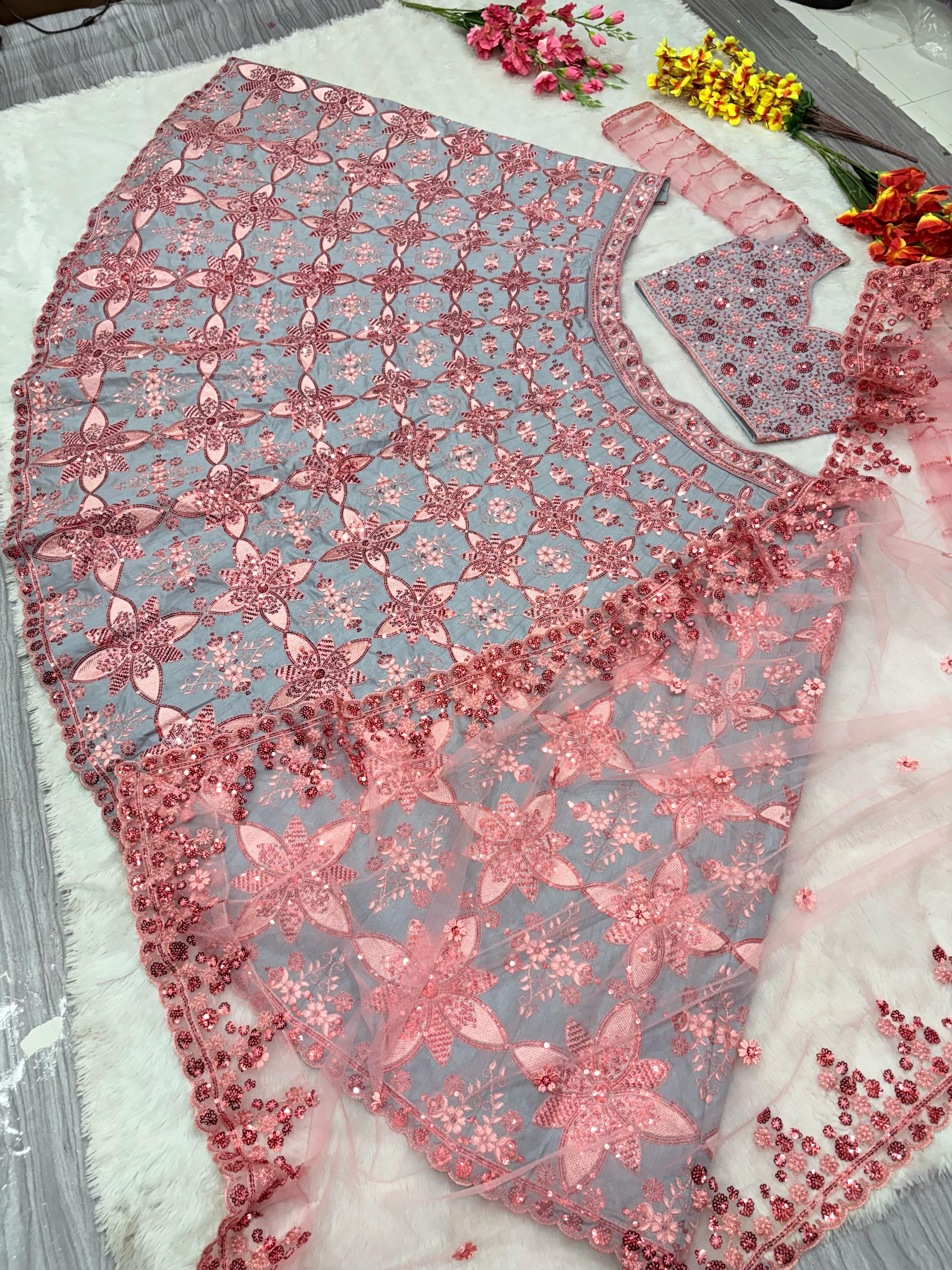 Most Beautiful Most Trending Lehenga Choli With Thread Embroidery