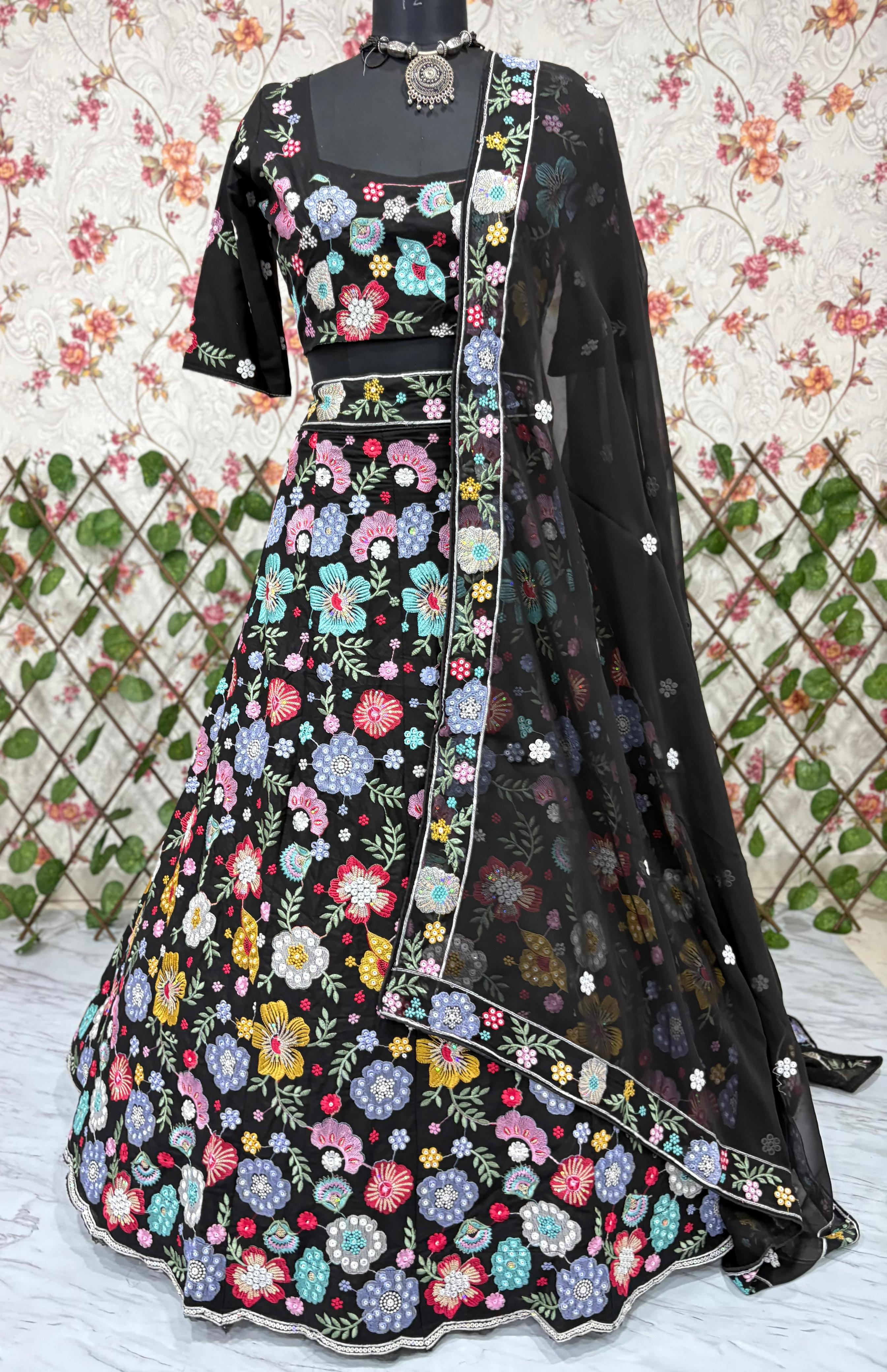 Designer Lehenga Choli With Beautiful Multi Thread Embroidery Work