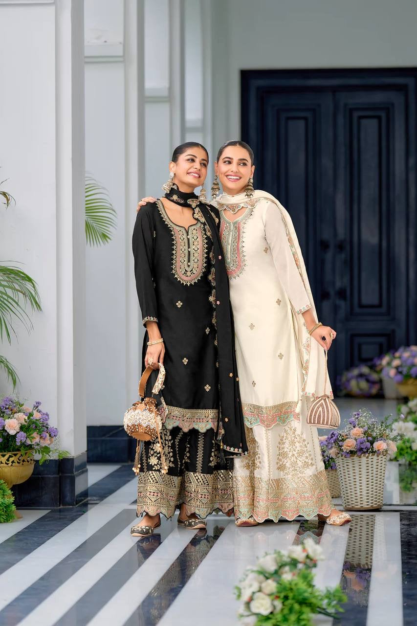 Designer Party Wear Look Fancy Top-Dupatta And Sharara