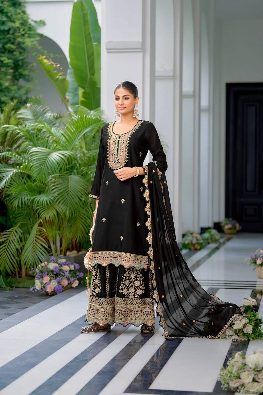 Designer Party Wear Look Fancy Top-Dupatta And Sharara