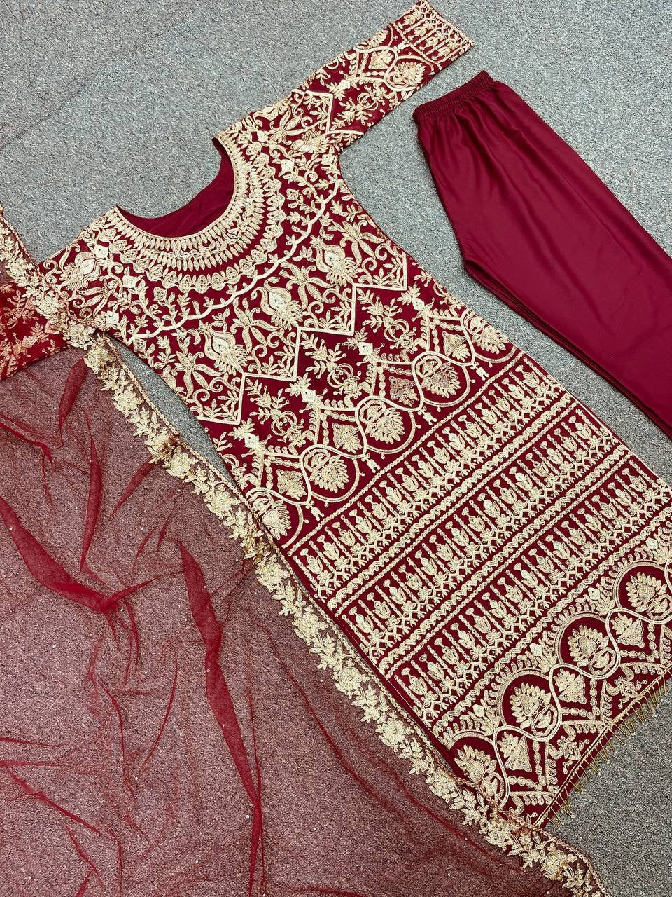 Designer Party Wear Look Top-Bottom And Dupatta
