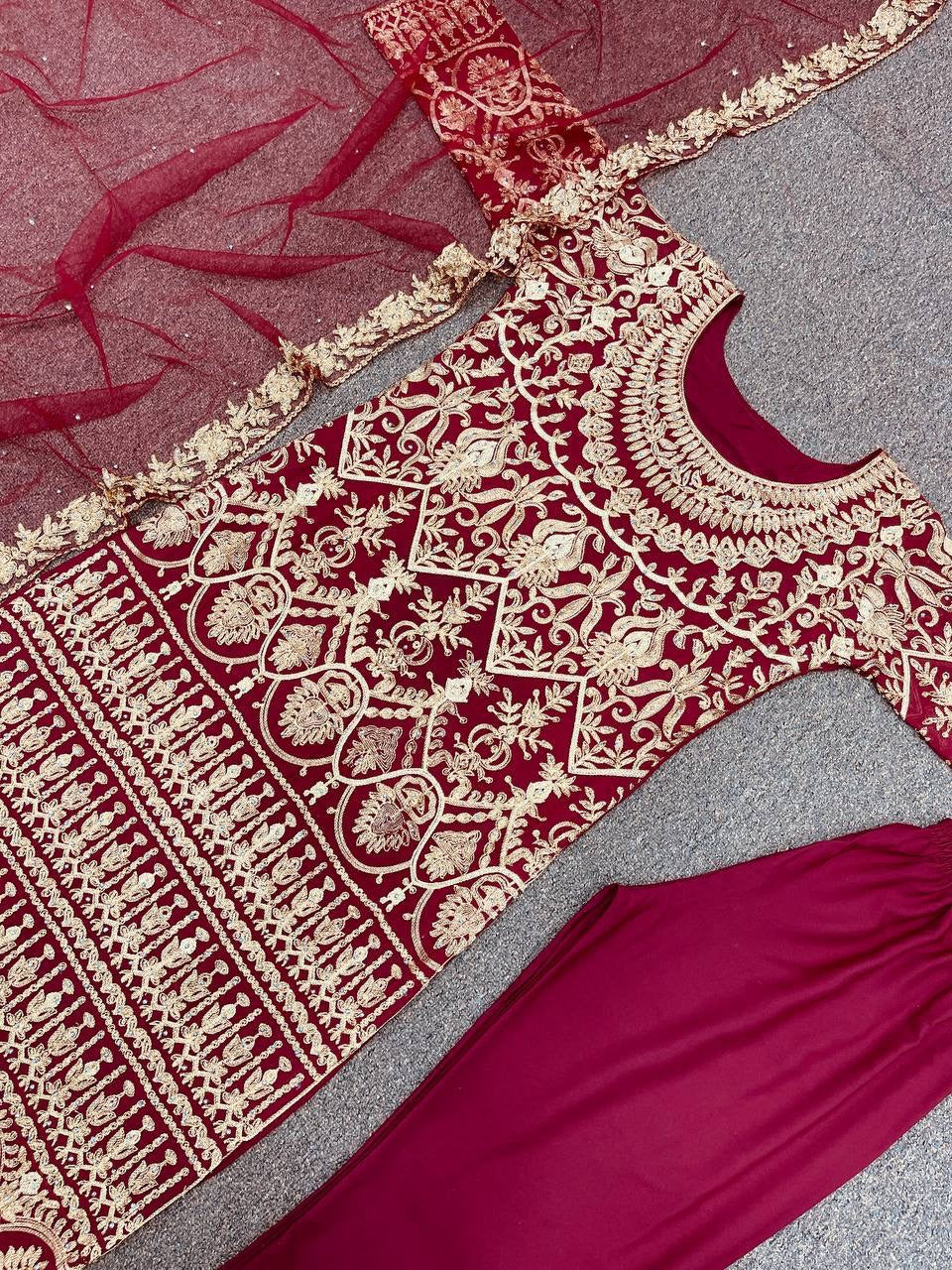Designer Party Wear Look Top-Bottom And Dupatta