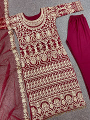 Designer Party Wear Look Top-Bottom And Dupatta