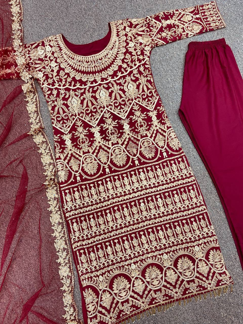 Designer Party Wear Look Top-Bottom And Dupatta