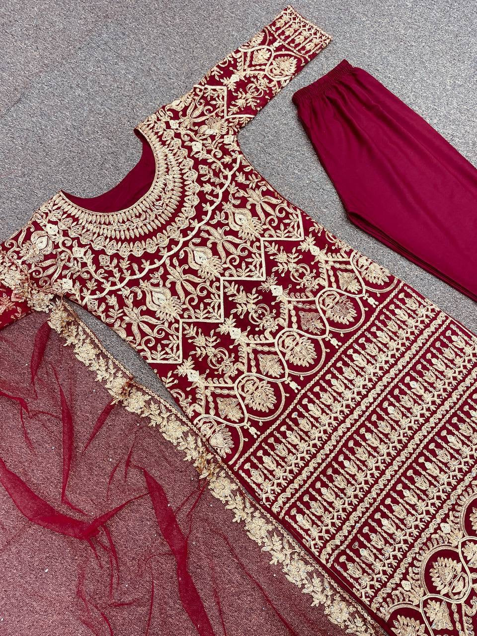 Designer Party Wear Look Top-Bottom And Dupatta
