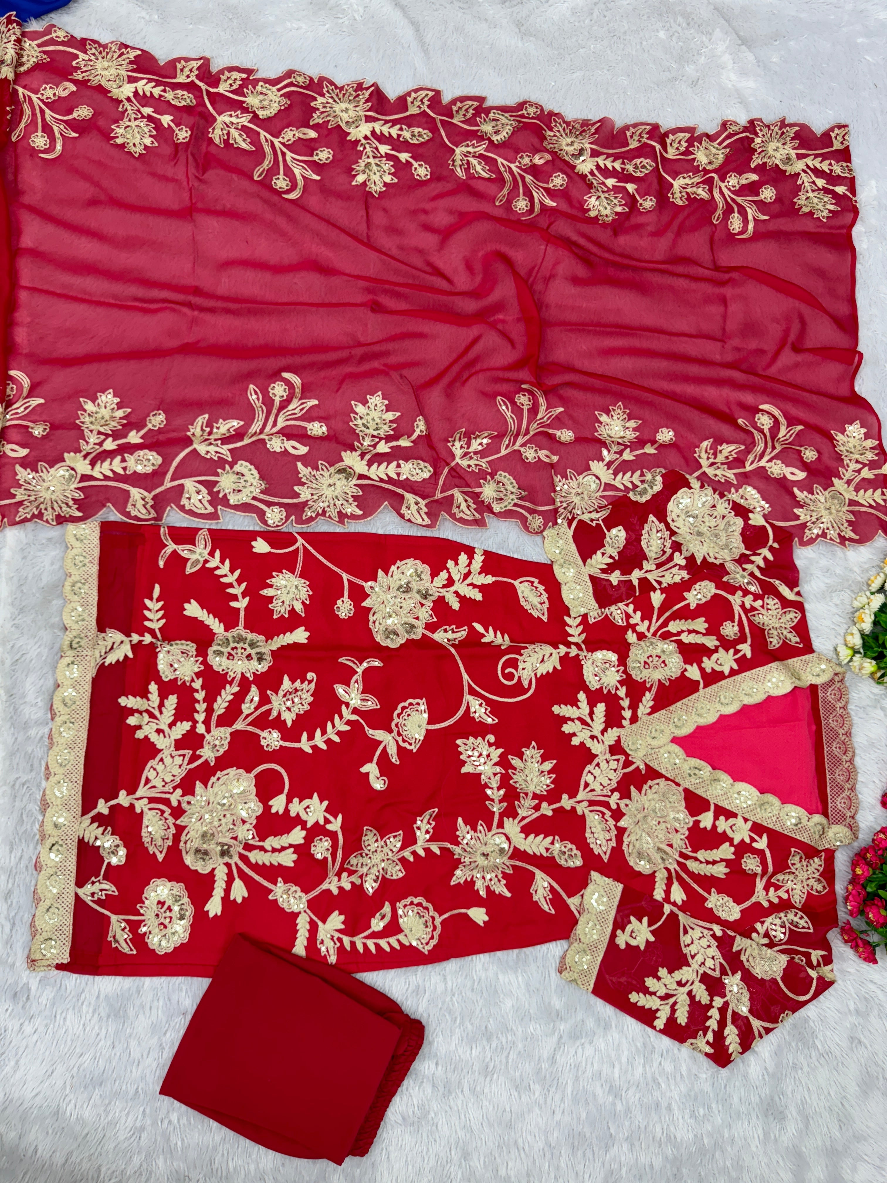 Designer Party Wear Suit Pent And Dupatta With Sequence Work