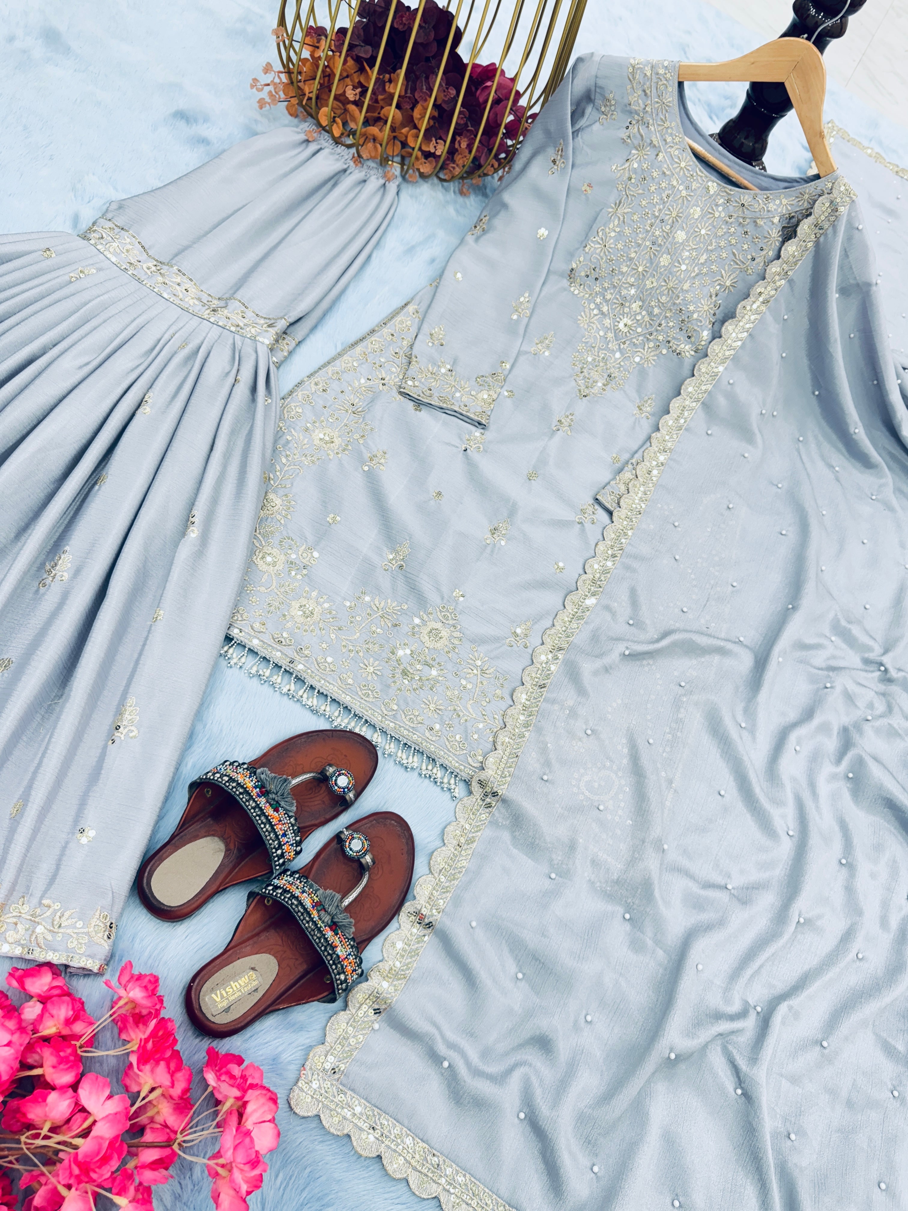 Designer Party Wear Look Top Plazzo & Fancy Dupatta