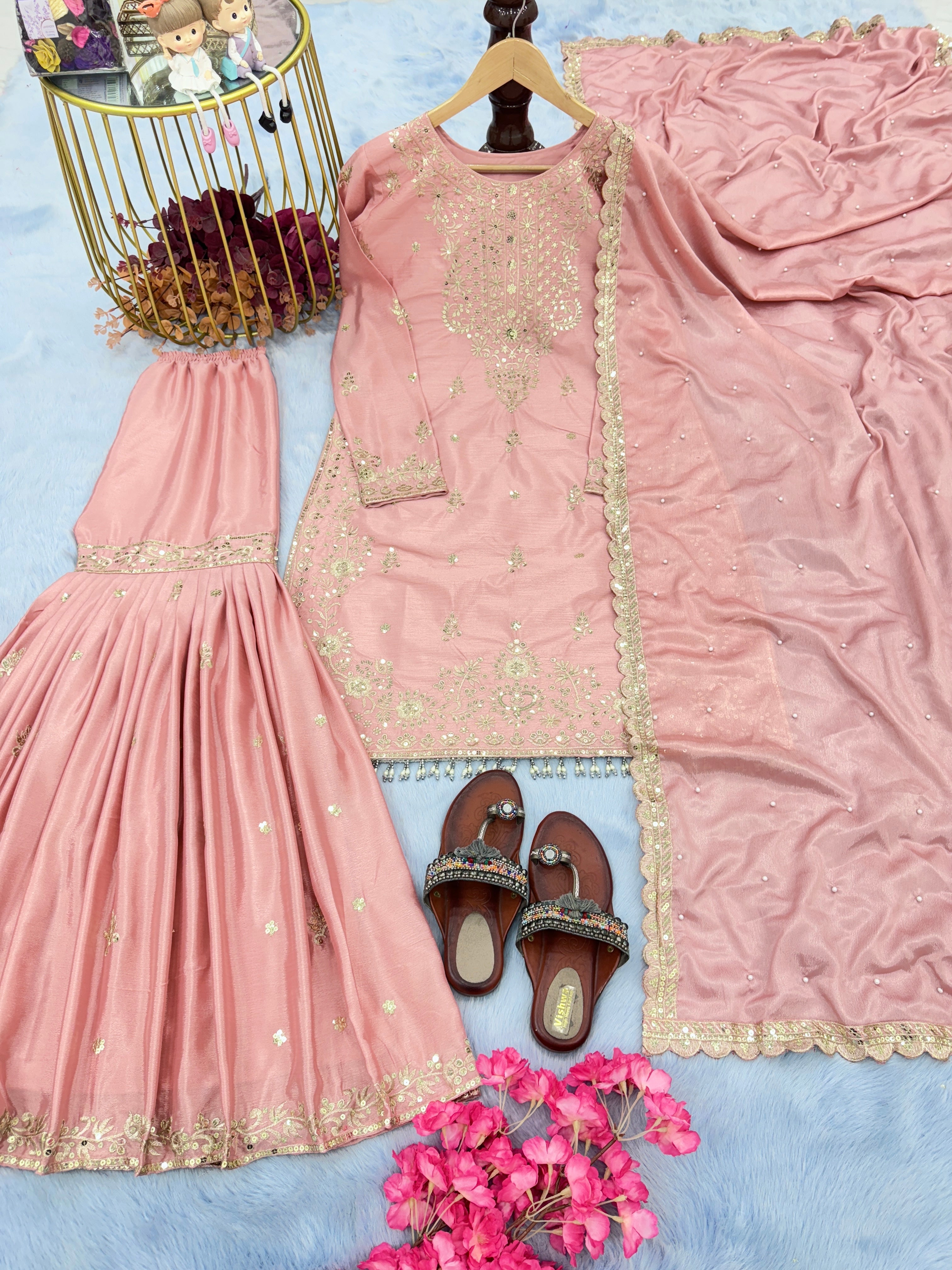 Designer Party Wear Look Top Plazzo & Fancy Dupatta